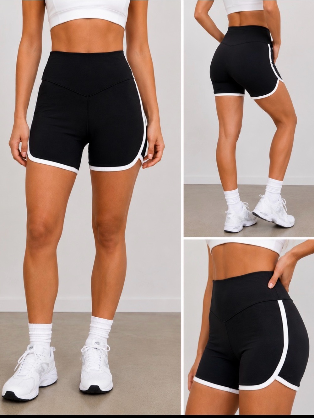 aerie Black Athletic Shorts with White Trim